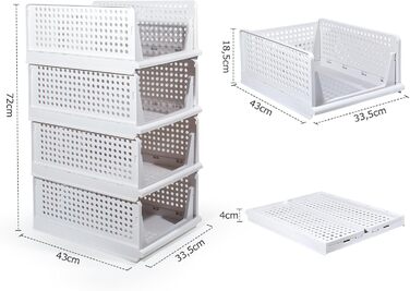 Набір органайзерів для гардеробу з 8 предметів, складні коробки для зберігання, система організації шухляд, шафок та гардеробів (білий - 18 см * 8)