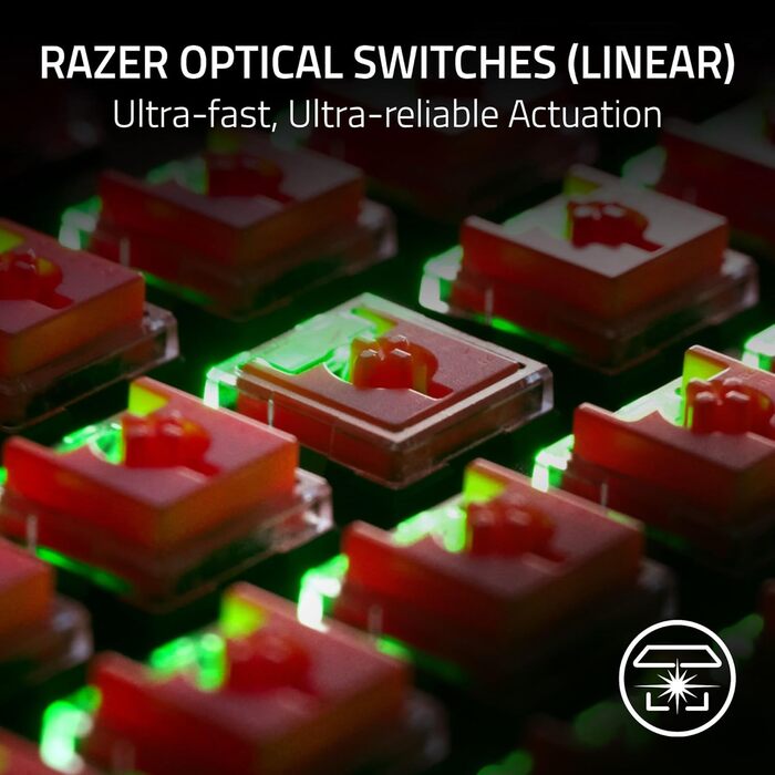 Бездротова низькопрофільна оптична ігрова клавіатура (лінійні оптичні перемикачі, гіпершвидкісний бездротовий зв'язок, Bluetooth 5