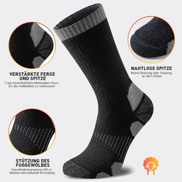 Шкарпетки для походів з мериносової вовни для чоловіків та жінок, термошкарпетки для активного відпочинку, трекінгові шкарпетки, теплі зимові шкарпетки, спортивні шкарпетки, шкарпетки для бігу, дихаючі, з амортизацією та захистом від пухирів, 3 пари, розм