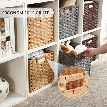 Кошики для зберігання Mangata 31 см, ефект ротанга, тканий поліратанг, органайзер для шафи, 31 x 31 x 31 см, стійкі до цвілі, легко чистяться (Popcorn, 4 шт.) 331 см 4