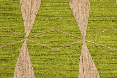 Килимок CASAVANI Kilim, 12 квадратів, бохо-килимок, плетений килимок, зелений / бежевий, джутовий килимок, пилосос, ручне ткацтво,