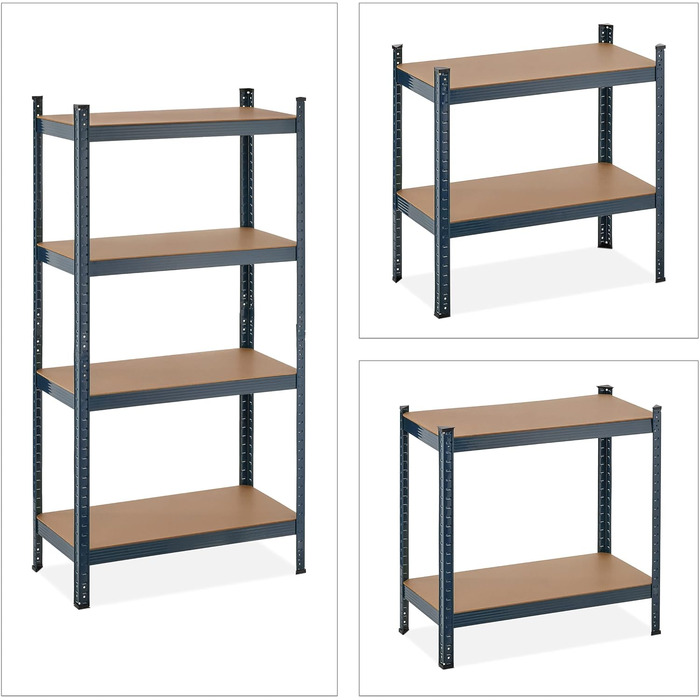 Міцний стелаж Relaxdays, 4 полиці, ВШХ 156x80x40 см, вантажопідйомність 280 кг, металевий, полиця для зберігання в підвалі та гаражі, антрацит