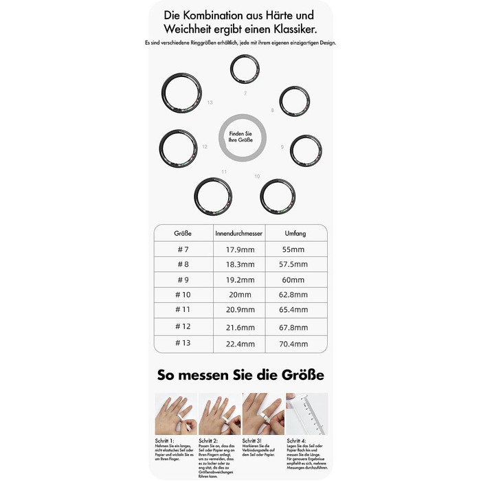 Фітнес-кільце Newgen Medicals для чоловіків фітнес-кільце, сенсорне керування, пульс, SpO2, 5 атм, розмір 57 (розумне з вимірюванням пульсу, крокомір, смарт-годинник)