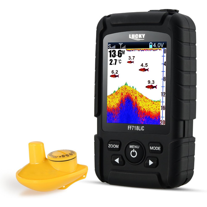 Бездротовий портативний ехолот 45 м/147 футів ехолот глибини Ocean River Lake Кольоровий ехолот