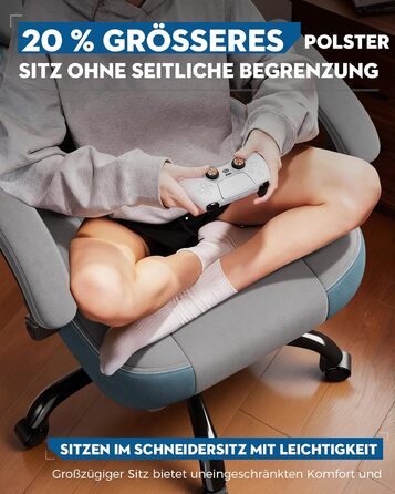 Тканина для ігрового крісла LUCKRACER, офісне крісло з підлокітниками, подушка з піни з ефектом пам&39яті, кут нахилу 90155 та підставка для ніг, міцна функціональна тканина, сіро-сіра тканина