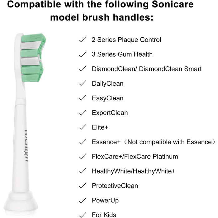 Змінні насадки для зубних щіток Vochigh, сумісні з Philips Sonicare DiamondClean підходять для електричної зубної щітки Plaque Control & HealthyWhite, 10 шт.