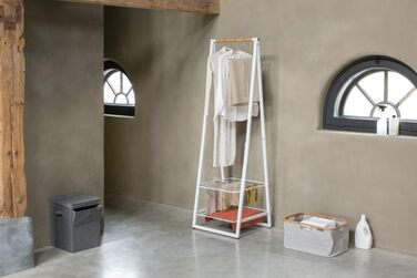 Вішалка для одягу Linn - Дві полиці з регульованою висотою - Вішалка для одягу - Вішалка для одягу - Розвішування, провітрювання або сушіння одягу - Економія місця - Стійкий і стабільний - Білий - Маленький