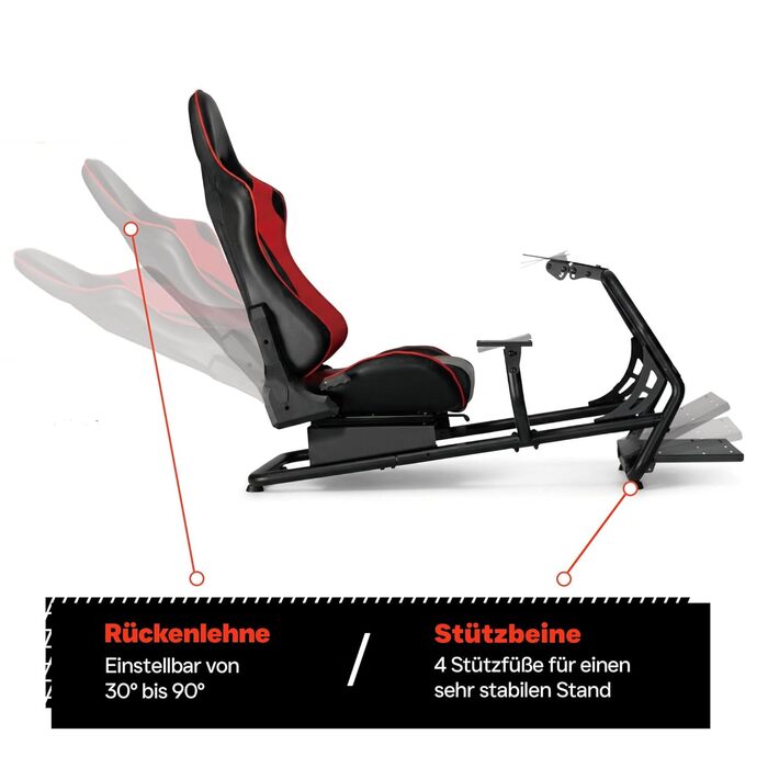 Симулятор кокпіта гоночного сидіння - повністю регульований - без кріплення для монітора