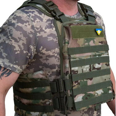 Плитоноска з швидкоскидом та кишенями кордура Kirasa мультикам (Арт.KI1050)