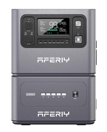 Сонячний генератор AFERIY Set 2800 Вт, електростанція 2048 Втгод з розширювальним акумулятором 2048 Втгод (4096 Втгод), швидка зарядка за 1 годину, 13 виходів, ДБЖ, сонячний генератор для дому, відключення електроенергії, подорожей