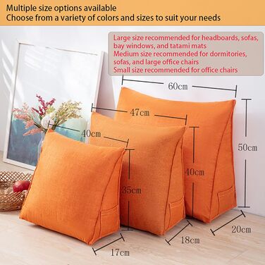 Універсальна ергономічна клиноподібна подушка 40 см/47 см/60 см, подушка для спини ліжка/дивана, поперекова подушка, подушка для узголів&39я, трикутна подушка для книги, опорна подушка, зручна подушка для читання з чохлом, що прається, сіра, 47x40x18 см