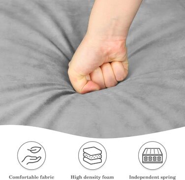 Оксамитовий диван Vesgantti, 2-місний, 164 см диван з кишенями з обох боків, 2-місний диван з 2 подушками та підлокітниками, двомісний диван для вітальні, спальні, офісу, складання без інструментів, 164Д*76Г*85В см, оксамит, сріблясто-сірий