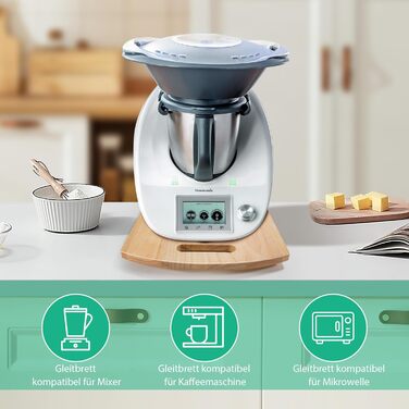 Розсувна дошка для Thermomix TM6, Розсувна дошка Thermomix TM6 з 2 універсальними колесами, Ролетна дошка для Thermomix TM6, Швидкорухома дошка Thermomix TM5, Розсувна дошка Thermomix з дерева