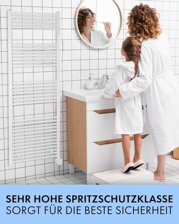 Електричний радіатор для ванної кімнати anapont WiFi та Bluetooth Радіатор для рушників, IPx5, повністю зібраний Атмосфера та комфорт у ванній кімнаті (з таймером, 1775x500) З таймером 1775x500