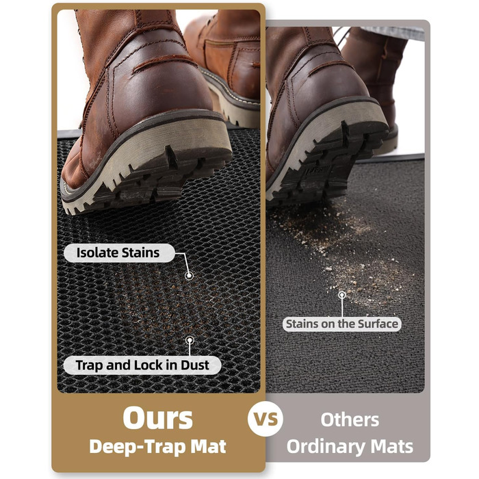 КОЛІР І ГЕОМЕТРІЯ Килимок для вловлювання бруду 43x76 см, Брудовідштовхувальний з низьким профілем, Вуличний килимок для дверей, Килимок для входу, Нековзний, Легко чиститься, Килимки для дверей, Килимки для вхідних дверей, Сірий 43 x 76 см (Прямокутний),