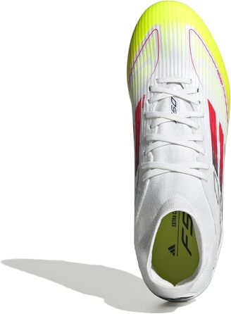 Футбольні бутси adidas F50 League Mid FG/MG, жіночі, колір 39 1/3, колір Cloud White, яскраво-червоний, сонячно-жовтий