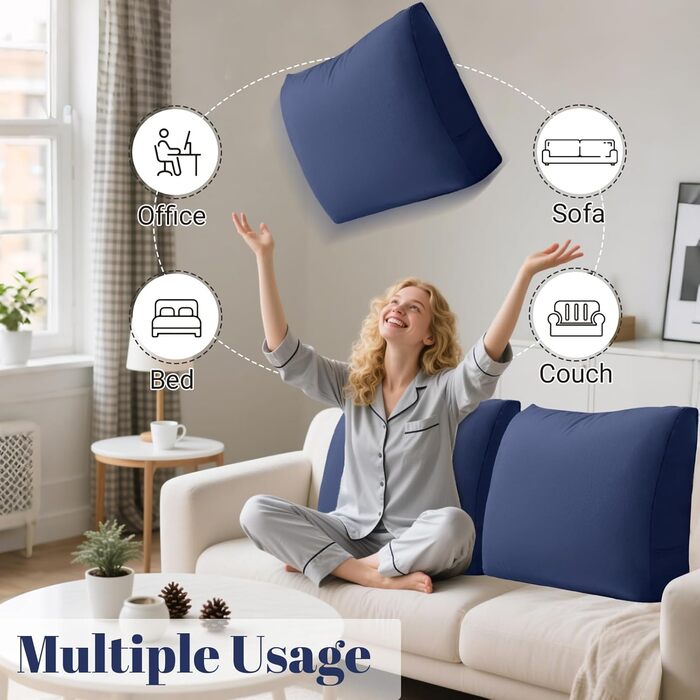 Подушка для дивана 601350 см М&39яка подушка для спинки зі знімним чохлом Зручні подушки для дивана та кушетки Декоративна подушка для спинки вітальні, синя, 601350 см