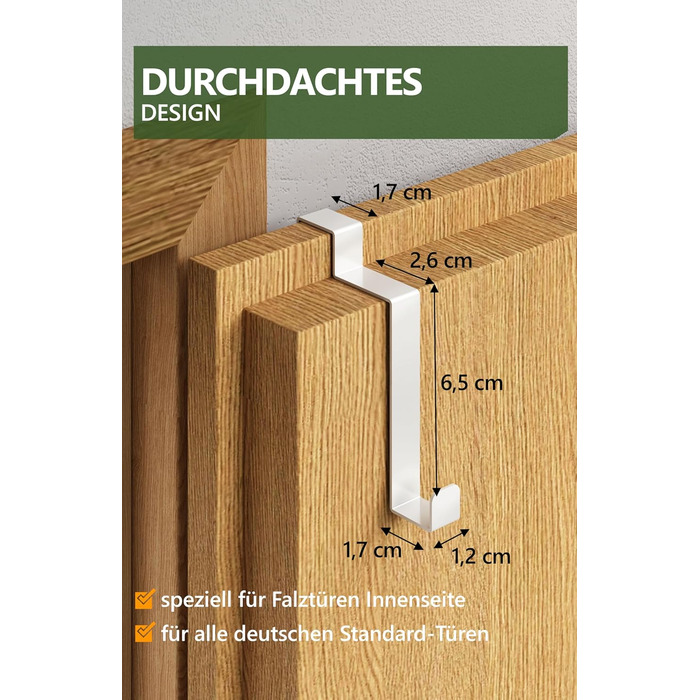 Дверні гачки 4smile - набір з 10 шт. , білі - дверні гачки з нержавіючої сталі для підвішування всередині, складні двері дверні га