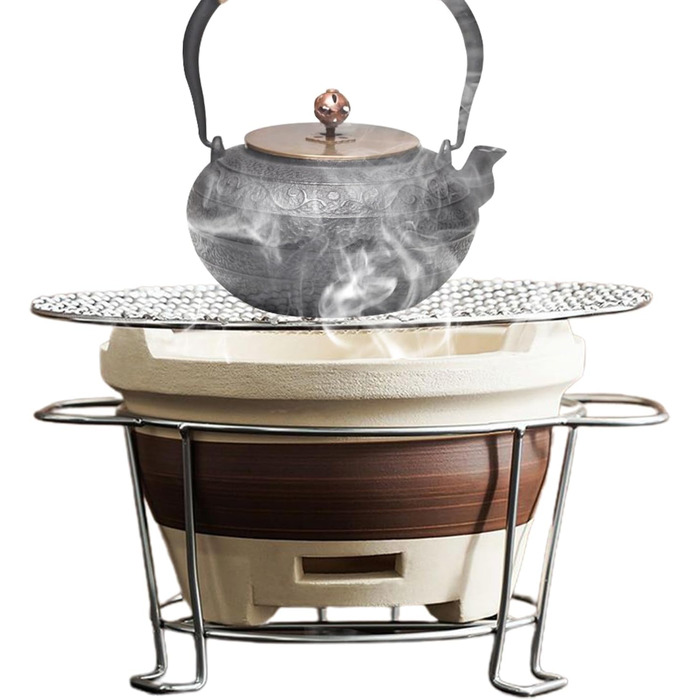 Вугільний гриль, вугільна піч Піч-гриль для заварювання чаю біля печі, чайна вугільна піч для кемпінгу на свіжому повітрі, походів, походів з рюкзаком, пікніків, барбекю. Середнього розміру.