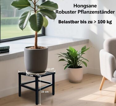 Металева підставка для рослин, 2 шт., 33 см чорного кольору, міцна підставка для квітів, стілець для рослин, нержавіюча підставка для квіткових горщиків, полиця для великих квіткових горщиків, для приміщень, відкритого тер&39єру, саду
