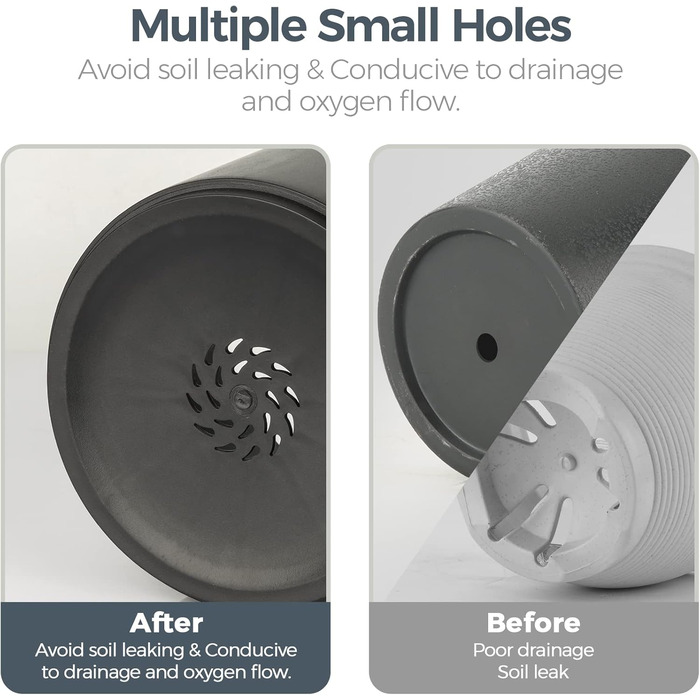 Пластиковий горщик для квітів з декількома дренажними отворами, набір з 4 кашпо для трав з блюдцем, кругле кашпо для кімнатних і б