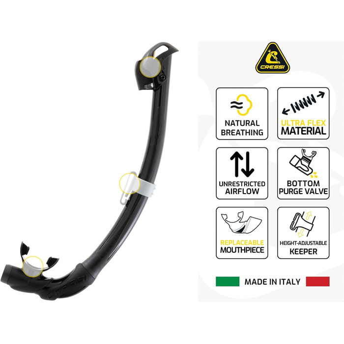 Набір для підводного плавання Cressi Big Eyes Seal Dry Snorkel Set для дорослих, преміальна маска для дайвінгу з панорамним видом, силіконове ущільнення, запатентовані лінзи для огляду вниз та суха трубка для легкого дихання, один розмір, чорний/чорний