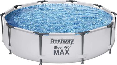 Каркасний басейн Bestway Steel Pro MAX без насоса Ø 305 x 76 см, світло-сірий, круглий одномісний