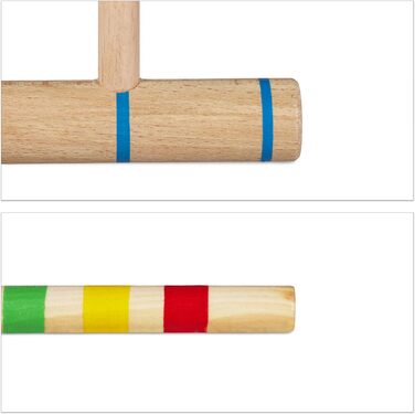 Набір для крокету Relaxdays, 8 гравців, для дітей та дорослих, повний комплект із сумкою, дерев&39яний набір для крокету, молотки, різнокольоровий