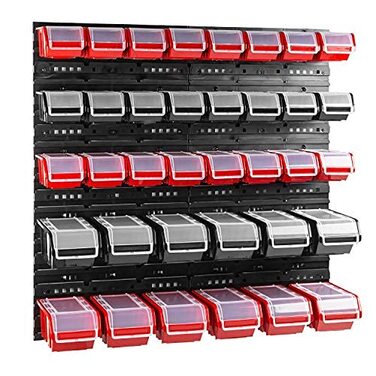 Коробка з кришкою настінна полиця 80 x 80 см, коробки, що штабелюються, контейнери для зберігання, відкриті коробки для зберігання, система зберігання, червоний/чорний