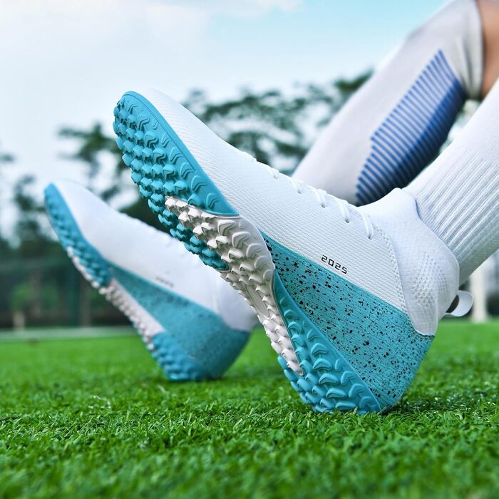 Футбольні бутси для чоловіків та жінок, бутси для критого футболу, унісекс, бейсбольні, бутси для трави, підліткові бутси для регбі, дорослі, футбольні бутси AG FG TF, широкі тренувальні кросівки, 2309 Tf White, 14