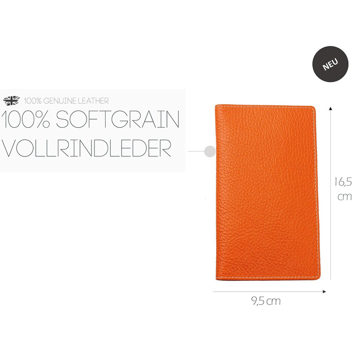 Персоналізований складаний календар 2024/2025 DIN A6 Soft Grain Leather Orange - Організатор Planner (1 місяць, 2 сторінки) Шкіряна обкладинка - Календар зустрічей Щомісячний огляд & Адресна книжка Small Orange Soft Grain