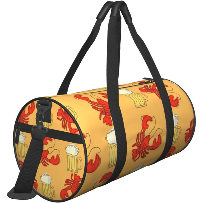 Дорожня сумка-циліндр з принтом пива та лобстерів, спортивна сумка для чоловіків та жінок, сумка-мішок, спортивна сумка
