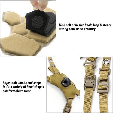 Тактичні накладки на шолом та регульований ремінець для підборіддя шолома для Tactical Fast Me ACH Bump FMA EXF Запасний комплект аксесуарів кольору хакі