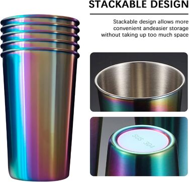 Набір кухлів з нержавіючої сталі Irishom з 5 різнокольорових металевих кухлів по 500 мл для подорожей на відкритому повітрі для ке