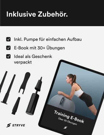 М&39яч для вправ STRYVE Office 65,70 см - Ергономічний м&39яч для вправ з чохлом, який можна прати, та захистом від перекочування, включаючи повітряний насос - Вантажопідйомність до 150 кг - Як офісний стілець, табурет 65 см, тканина Casual Grey