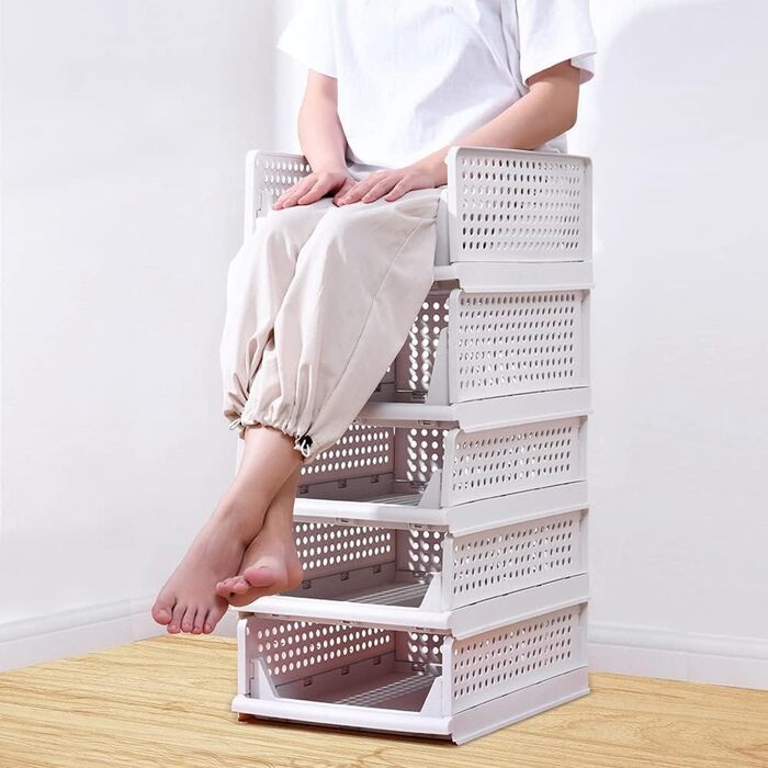 Абелювані коробки для зберігання речей у шафі, складні ящики для зберігання з висувними ящиками, пластикові коробки для зберігання, для спальні, кухні, ванної кімнати, 3 шт. и, розмір L, 3 шт.