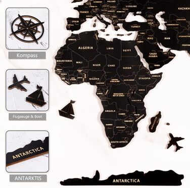 Карта світу настінне оздоблення з дерева, чорна карта світу карта подорожей настінне оздоблення настінне мистецтво для офісу, віта