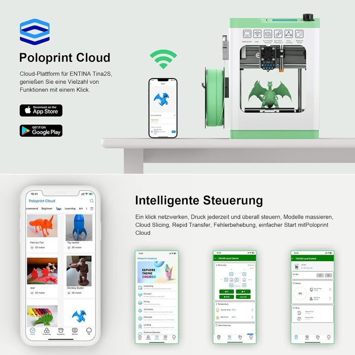 Принтер ENTINA Tina2S із хмарним друком Wi-Fi, повністю зібраний міні-3D-принтер із автоматичним вирівнюванням для початківців, з