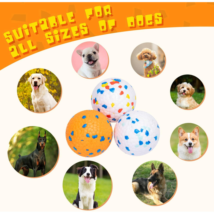 Для великих, середніх, маленьких собак і цуценят, Ø 6,3 см, 3 Pack Dog Toy Ball, Durable Dog Toy Tennis Balls for Agressive Chewers, Dog Ball