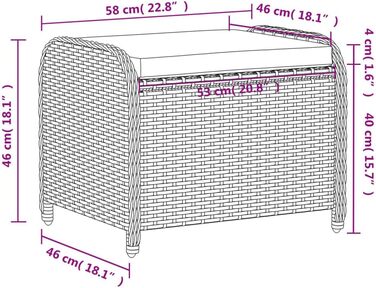 Садовий табурет Табурет для кемпінгу Садовий патіо Балкон коричневий 58x46x46 см Poly Rattan, 7