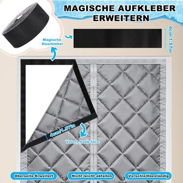 Теплова штора для дверей, захист від холоду, магнітна теплозахисна штора для дверей 90 x 210 см, термозахист дверей від холоду, магнітна теплозахисна штора, утеплена дверна штора, шумоізоляція, вітрозахисна