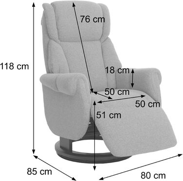 Крісло для відпочинку MCA підйомник HWC-N58, Крісло для телевізора з підставкою для ніг, тканина букле, дерево - сірий, натуральне дерево