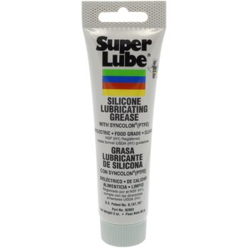 Super Lube 92003 силіконова мастильна паста з PTFE, туба 3 унції (85 г), напівпрозора біла, універсальна змазка з тефлоном, США