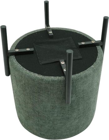 Сучасний табурет, низький пуф-підніжка, темно-зелений, поліестерова тканина, сталь, м&39який, круглий, для вітальні - Розміри ВxШxГ 43,5 x 38 x 38 см - Арт. RE7060