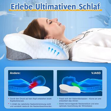 Ортопедична подушка для шиї з піни з ефектом пам&39яті Ергономічна подушка від болю в шиї, регульована по висоті подушка для сну на боці з дихаючим чохлом для спокійного сну, біла