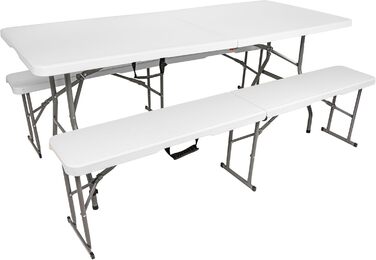 Складаний кемпінговий стіл - 180x70x74 см - Складаний кемпінговий стіл - Складаний стіл з ручкою для перенесення - Складаний стіл - Кемпінгові столи - Стіл для вечірок/пікніка - Для приміщень та вулиці - Білий 180 x 70 x 74 см