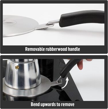 Пластина індукційного адаптера 20 см, індукційний дифузор зі знімною ручкою, індукційна плита, тепловий дифузор для кавоварок і кухонного приладдя