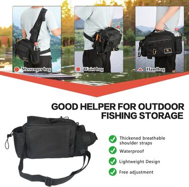 Сумка для рибалки drado, водонепроникний і зносостійкий рибальський рюкзак для рибальського приладдя (чорний)