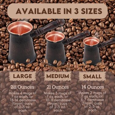 Антикварна мідна кавоварка, турецька, грецька, арабська, товста, з дерев'яною ручкою, велика Велика