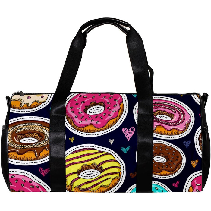 Сумка-мішок для подорожей, спорту та шопінгу, для йоги, з дизайном пончиків та їжі, рожева, фітнес-сумка для активного відпочинку, ручна поклажа